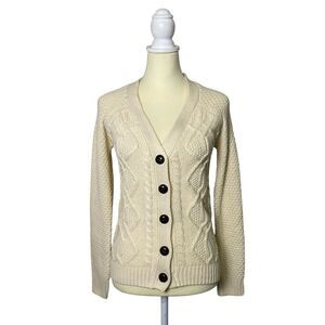 NWT Wet Seal Chunky Knit Button Front Cream Cardigan Sweater Women's Size XS